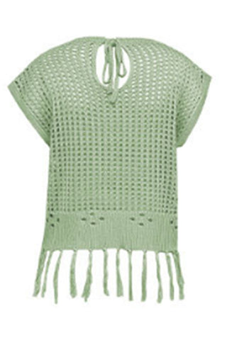 Fringe Hem Knit Blouse