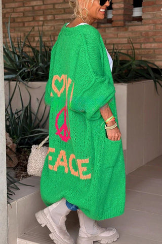 Love & Peace Graphic Cardigan