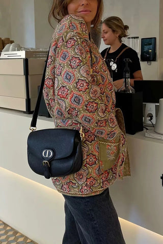 Patterned Open-Front Coat