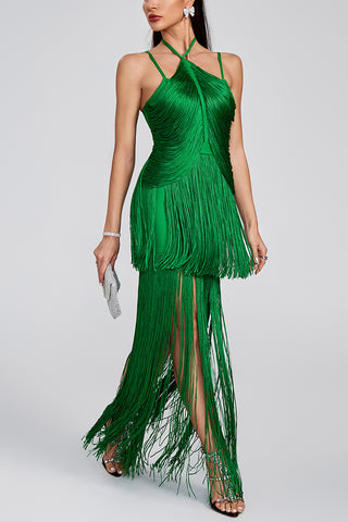 Fringe Layered Evening Dress