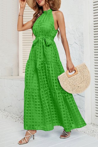 Checkered Halter Maxi Dress