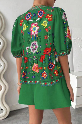 Floral Tie-Front Short Set