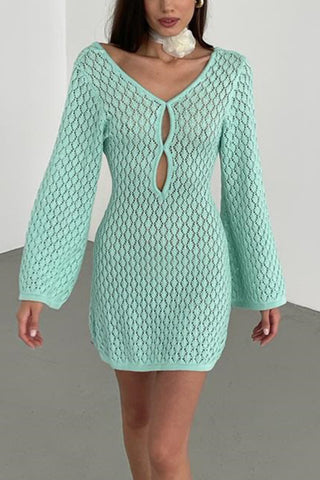 Long Sleeve Textured Mini Dress