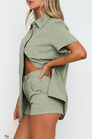 Button-Front Short Set