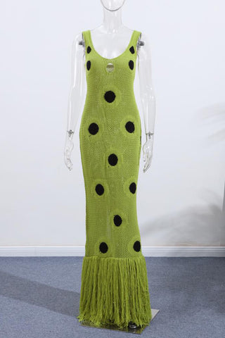 Fringe Polka Dot Knit Dress