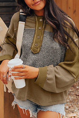 Casual Patchwork Hoodie Sweatshirt