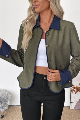 Contrast Decorative Flap Pocket Jacket