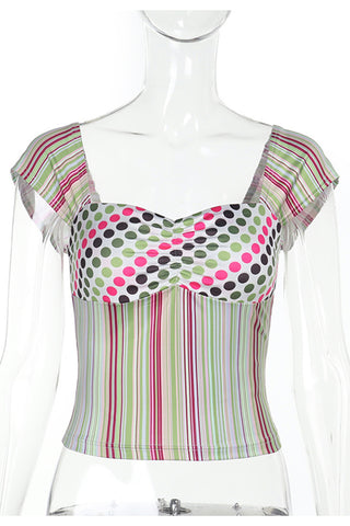 Patterned Square-Neck Blouse