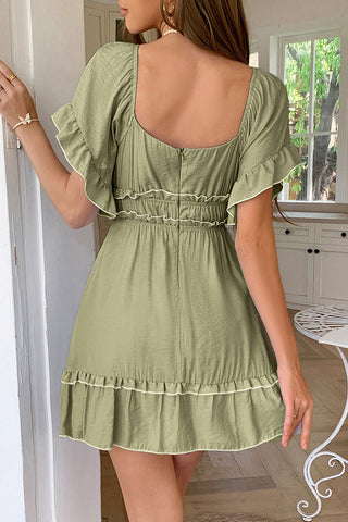Square Neck Ruffle Mini Dress