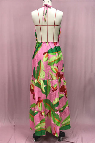 Halter Neck Tiered Maxi Dress