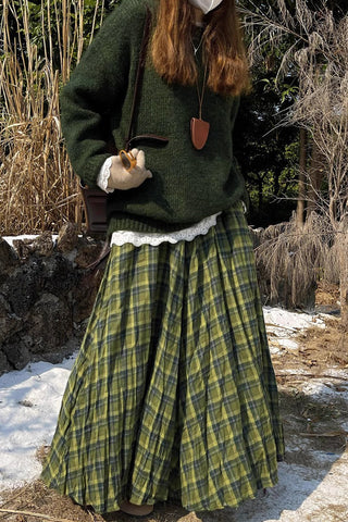 Plaid High-Waist Maxi Skirt