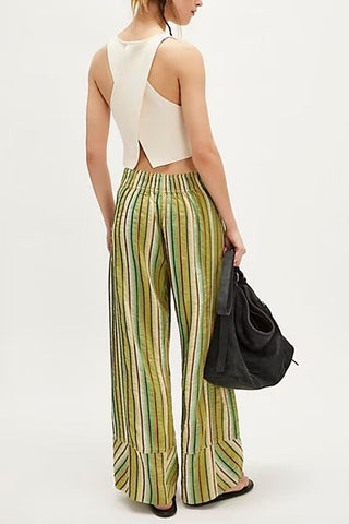 Striped Wide-Leg Casual Pants
