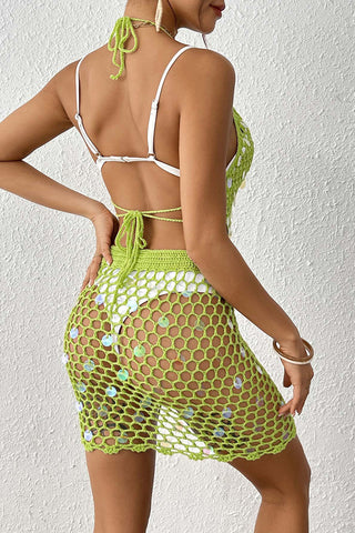 Crochet Sequin Mesh Cover-Up Set