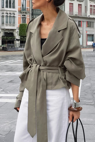 Belted Cropped Trench Coat