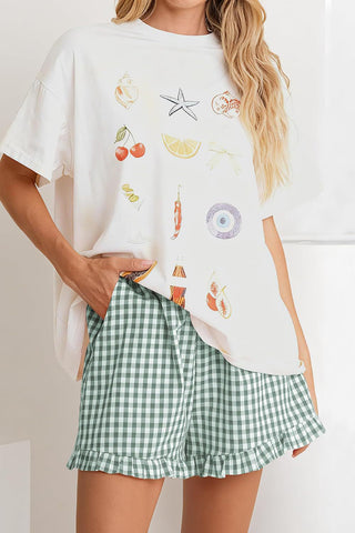 Ruffled Gingham Casual Shorts