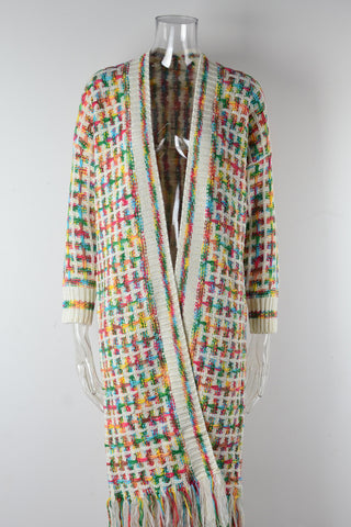 Fringe-Trim Longline Cardigan