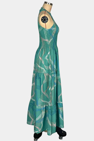 Halter Maxi Dress with Abstract Print