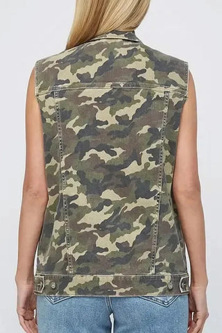 Camo Cargo Denim Vest