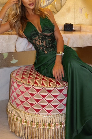 Strappy Lace Evening Dress