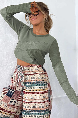 Lace Patchwork Long Sleeve Top