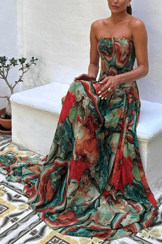 Strapless Flowing Casual Dress