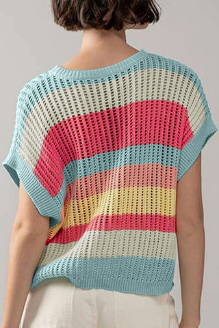 Stripe Hollow Out Knit Top