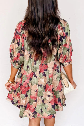 Floral Frill V-Neck Mini Dress