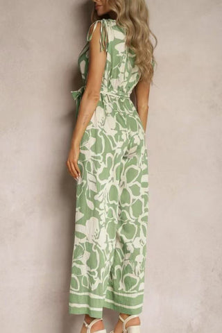 Wrap V-Neck Print Jumpsuit