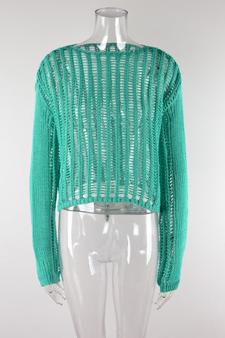 Open-Knit Long Sleeve Blouse