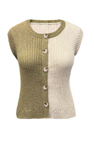 Two-Tone Button-Front Cardigan