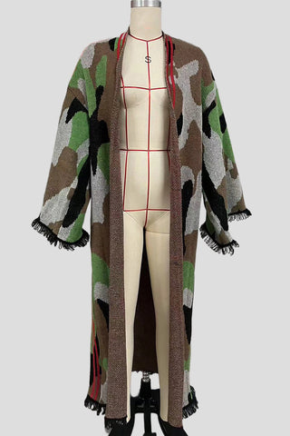 Statement Striped Pattern Poncho