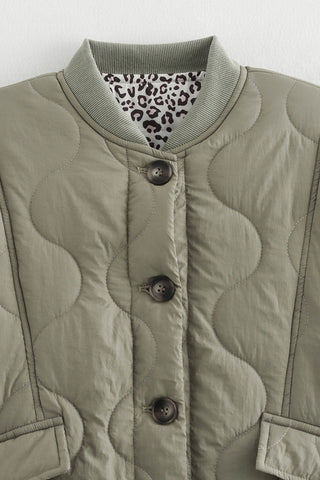 Quilted Button-Front Casual Jacket