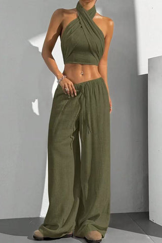Halter Cross-Front Casual Set