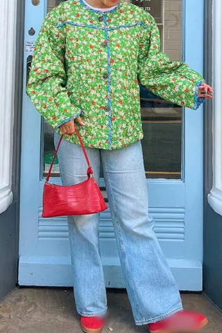 Patchwork Button-Front Coat