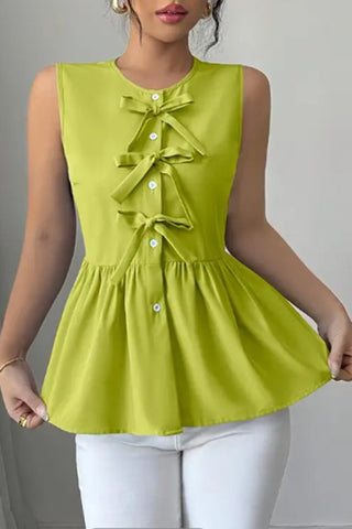 Bow Accent Sleeveless Tank Top