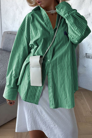 Striped Button-Up Long Shirt