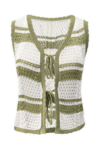 Tie-Front Crochet Sweater Vest