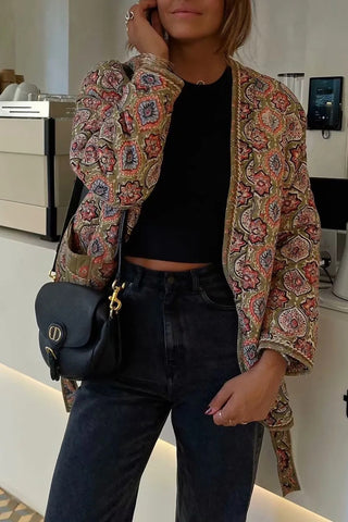 Patterned Open-Front Coat