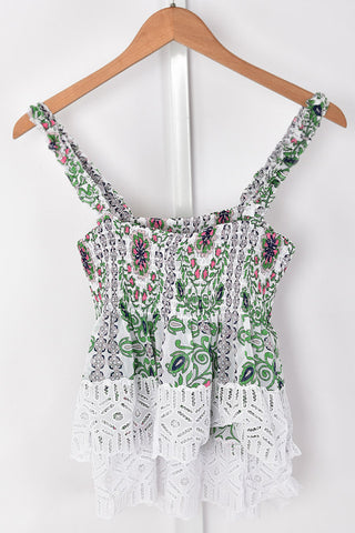 Ruffle Strap Floral Tank Top