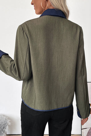 Contrast Decorative Flap Pocket Jacket