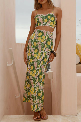 Floral Crop and Maxi Skirt Set