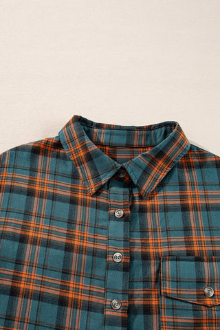 Plaid Long-Sleeve Distressed Shirt