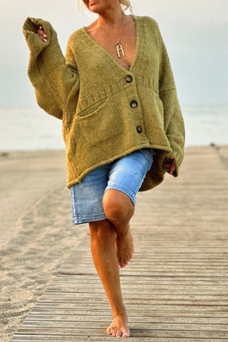 Relaxed Button-Front Cardigan