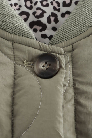 Quilted Button-Front Casual Jacket