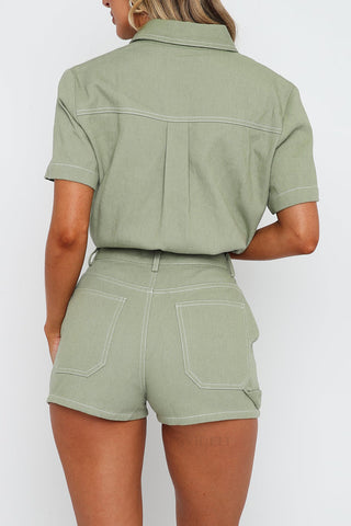 Button-Front Short Set