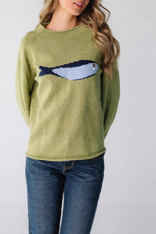 Graphic Fish-Pattern Sweater