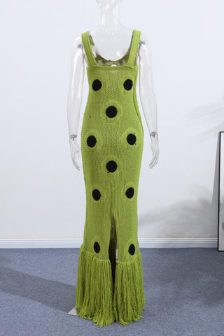 Fringe Polka Dot Knit Dress