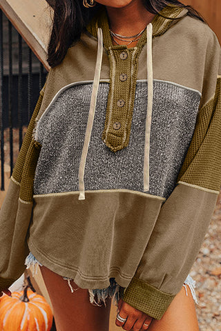 Casual Patchwork Hoodie Sweatshirt