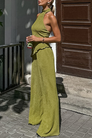 Elegant High Neck Pants Set