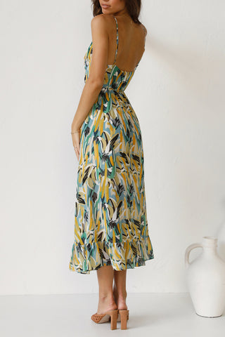 Vibrant Abstract Print Midi Dress